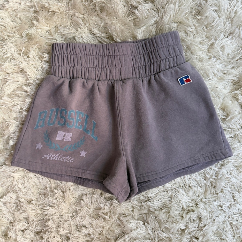 Vintage Russell Athletic High Waisted Fleece Sweat Shorts Mauve Purple XXS/XS